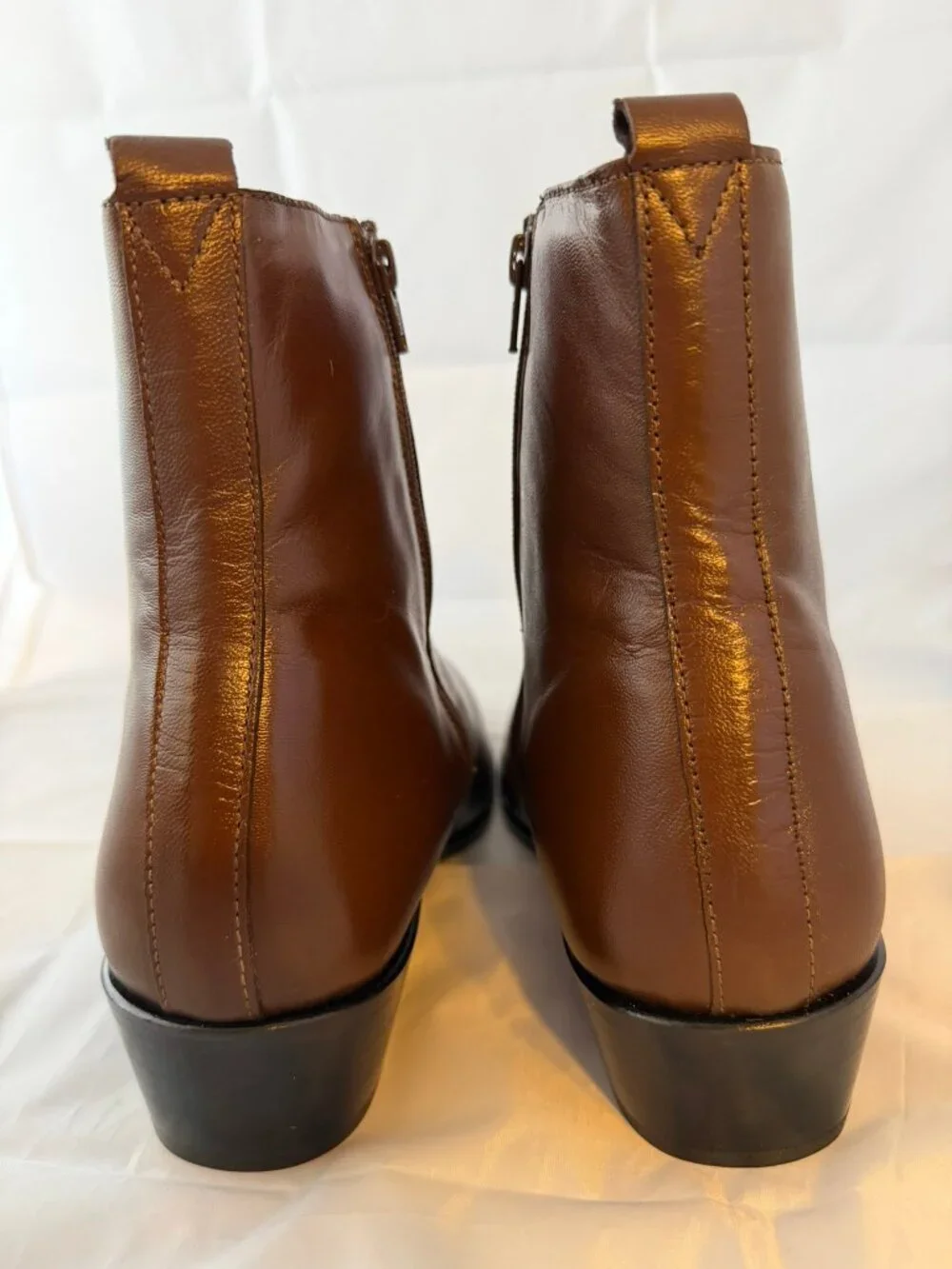 Stacy Adams Men's Santos Plain-Toe Side Zipper Boot Cognac Leather Size 11  NEW